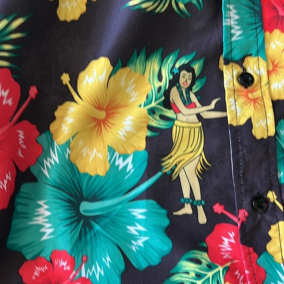 Ace Ventura Hawiian Shirt Men’s Pet Detective Floral Black Yellow Size Large - Picture 5 of 5